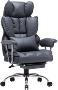 Efomao Desk Office Chair Big High Back Chair Managerial Executive PU Leather Computer/Swivel Chair with Lumbar Support (Dark Grey)