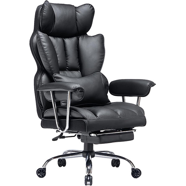 Efomao Desk Office Chair Big High Back Chair Managerial Executive PU Leather Computer/Swivel Chair with Lumbar Support (Dark Grey)
