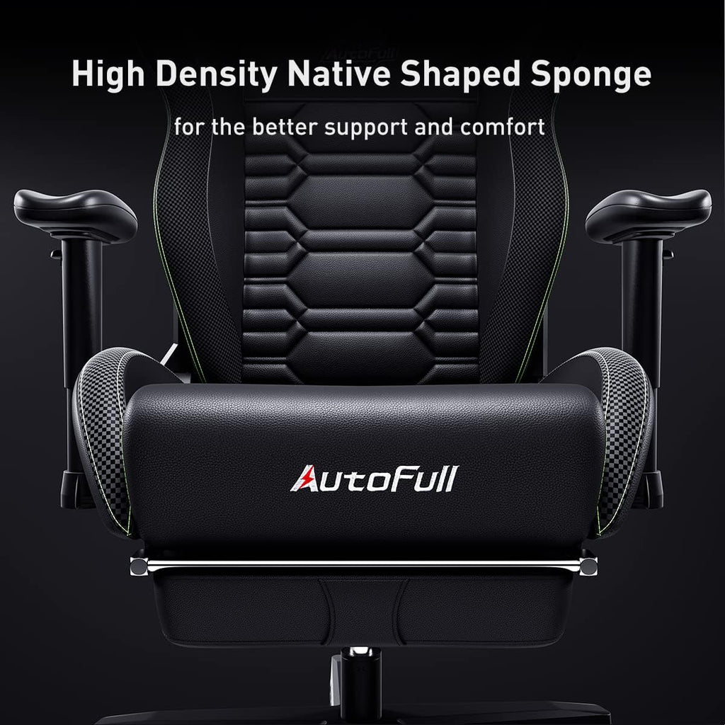 C3 Gaming Chair Office Chair PC Chair with Ergonomics Lumbar Support, Racing Style PU Leather High Back Adjustable Swivel Task Chair with Footrest (Black)