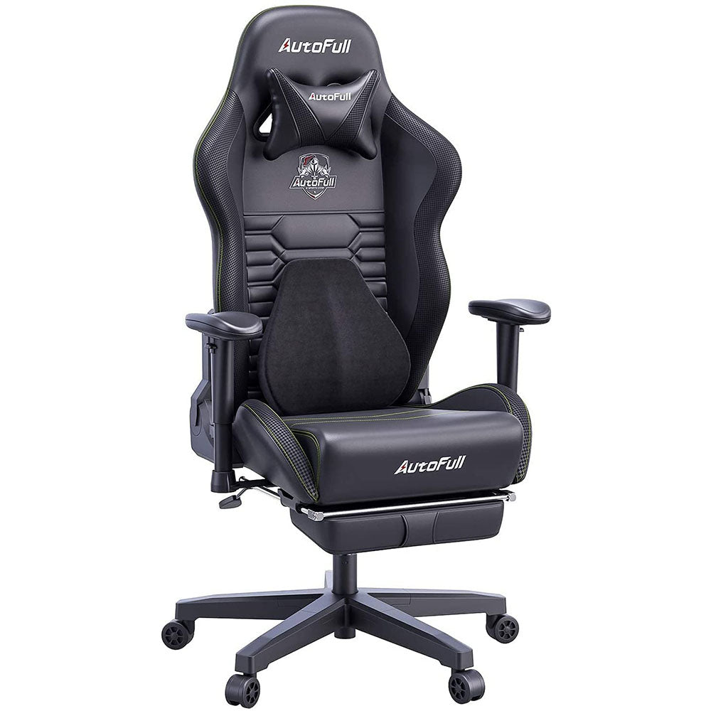 C3 Gaming Chair Office Chair PC Chair with Ergonomics Lumbar Support, Racing Style PU Leather High Back Adjustable Swivel Task Chair with Footrest (Black)