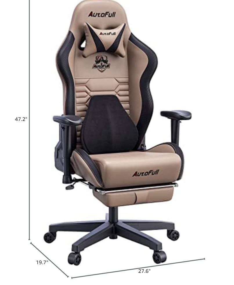 C3 Gaming Chair Office Chair PC Chair with Ergonomics Lumbar Support, Racing Style PU Leather High Back Adjustable Swivel Task Chair with Footrest (Brown)