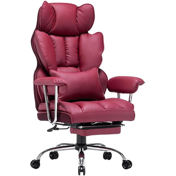 Efomao Desk Office Chair,Big High Back Chair,PU Leather Office Chair, Computer Chair,Executive Office Chair, Swivel Chair with Leg Rest and Lumbar Support,Burgundy Office Chair